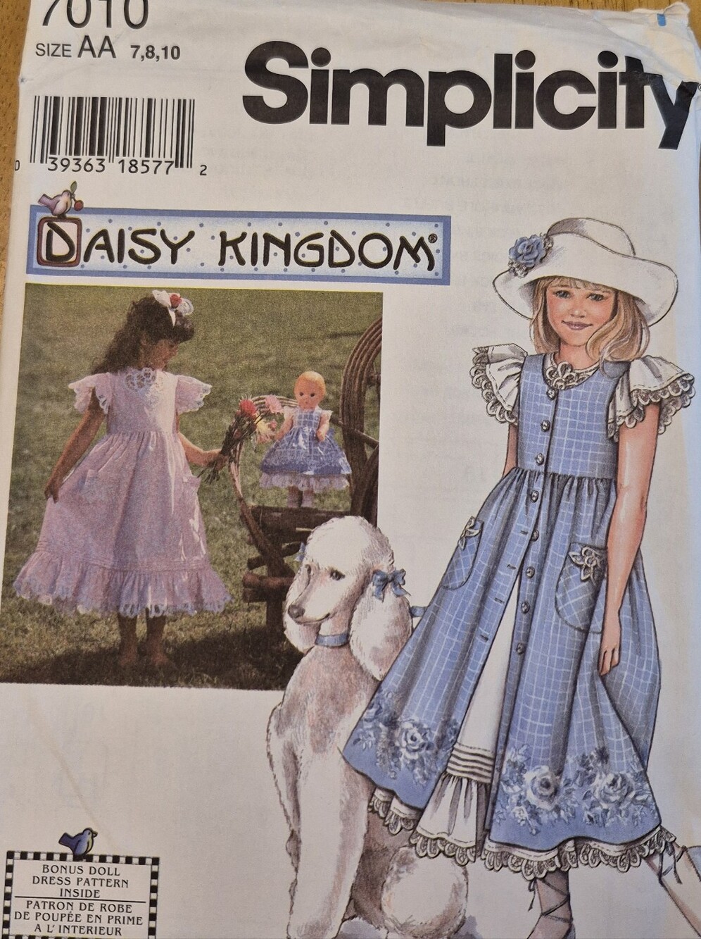 Simplicity Daisy Kingdom Girls' Dress & Doll Sewing Pattern 7010 - Vintage 1996
